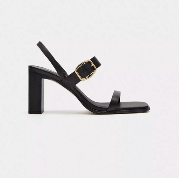 ZARA Black Block Heel Sandals Size 40 NEW - Picture 1 of 8